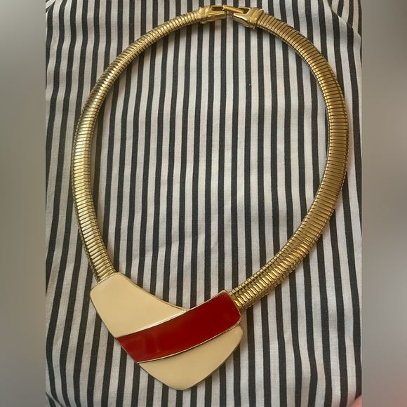 Trifary omega enamel socker necklace vintage - Picture 1 of 4
